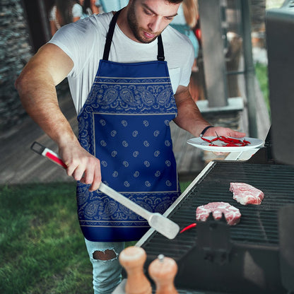 Blue and Gray Big Bandana Apron