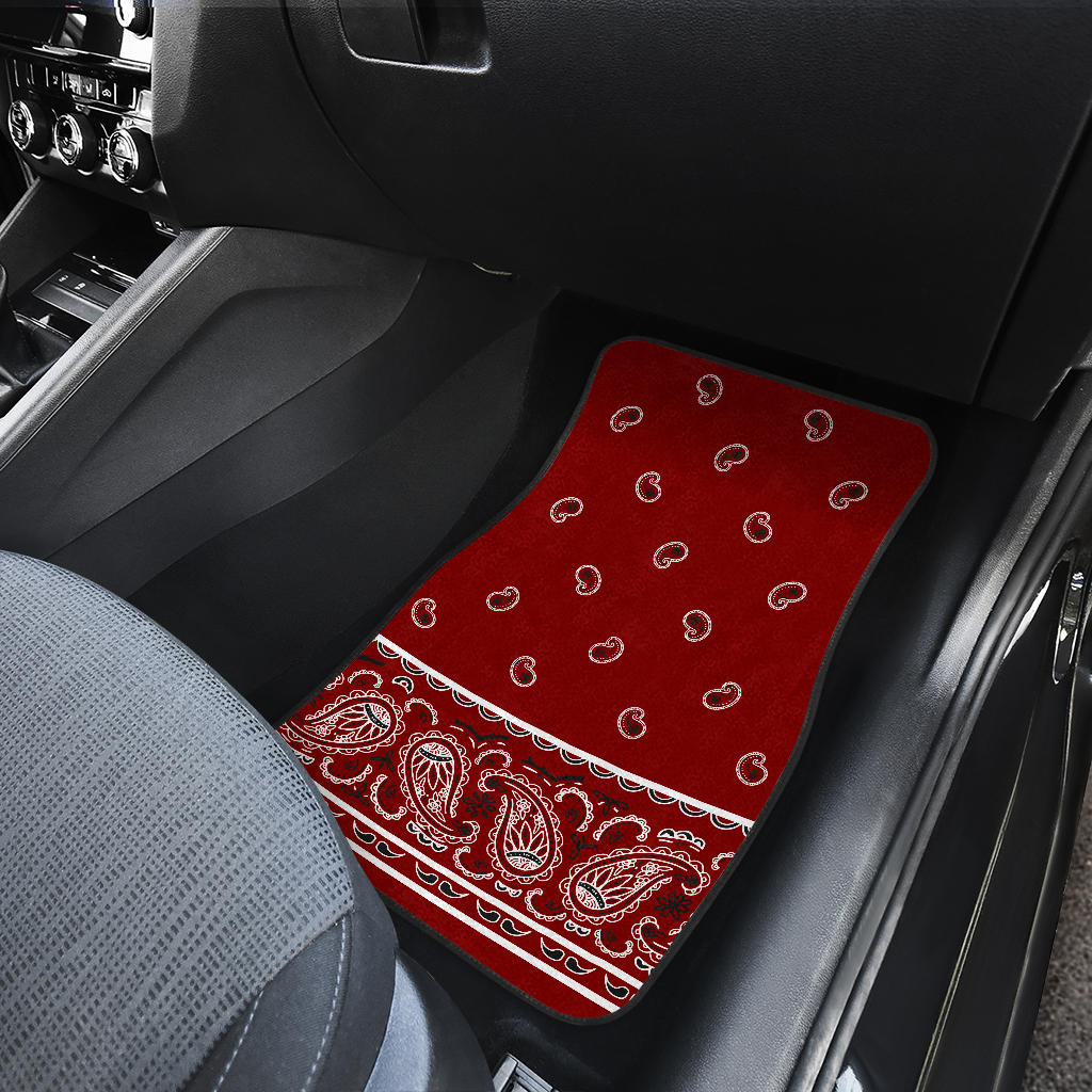 Quad Maroon Bandana Car Floor Mats - Fancy