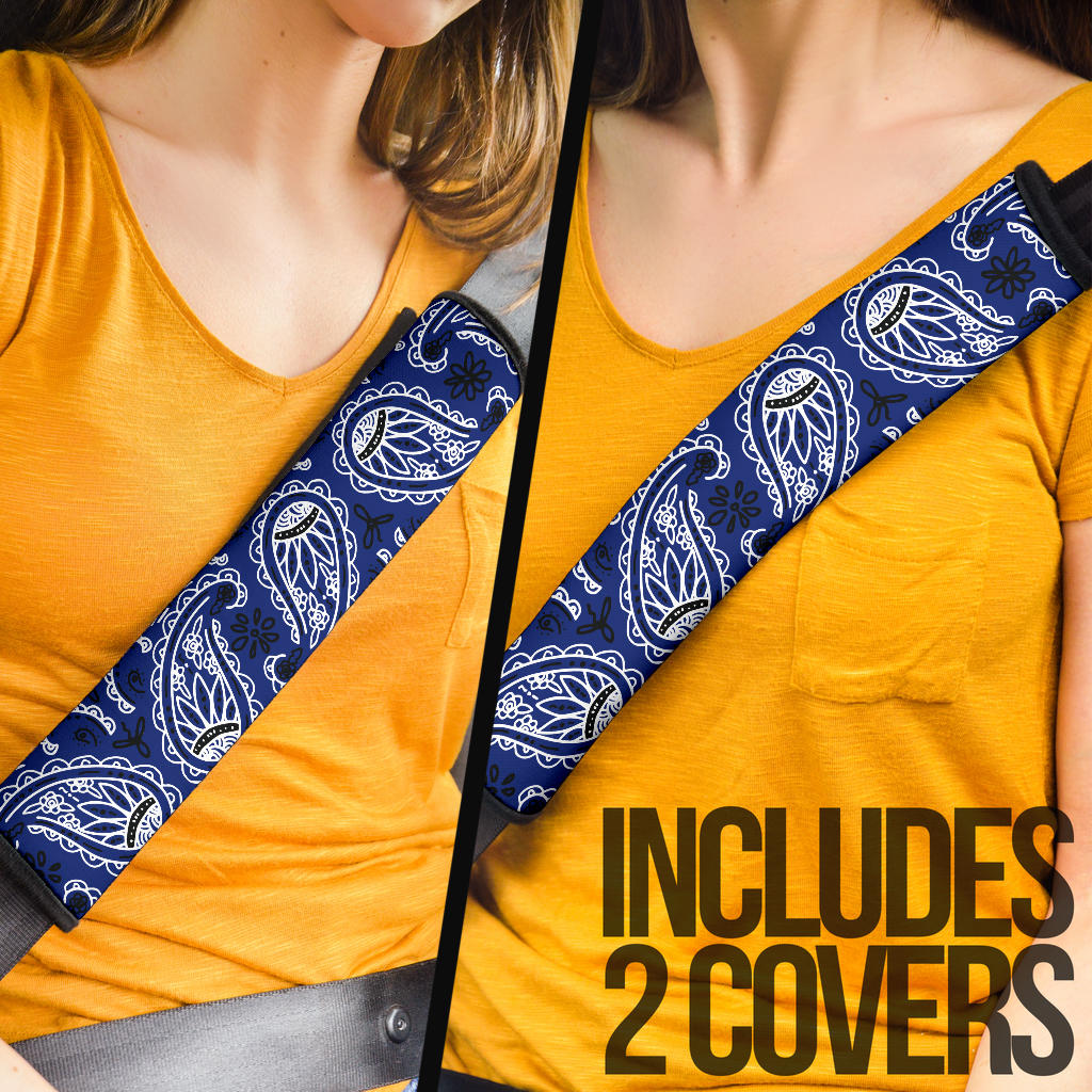 Royal Blue Bandana Seat Belt Covers - 3 Styles