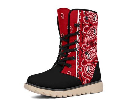 Classic Red Bandana Women's Winter Boots