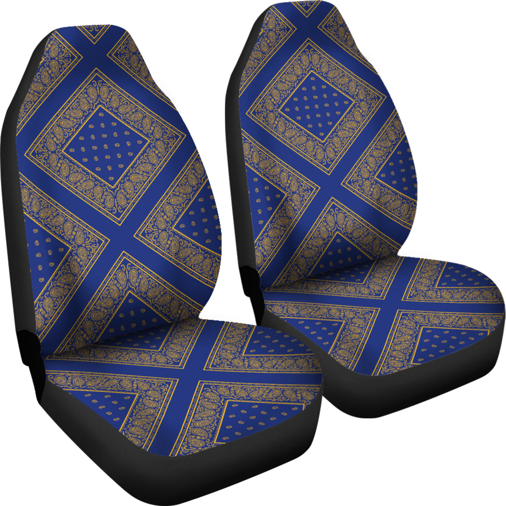 Blue Gold Bandana Car Seat Cover - Diamond