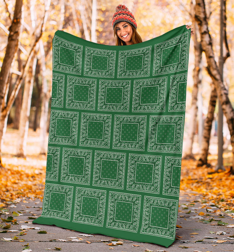 Green Bandana Patch Throw Blankets