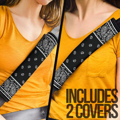 Black Bandana Seat Belt Covers - 3 Styles