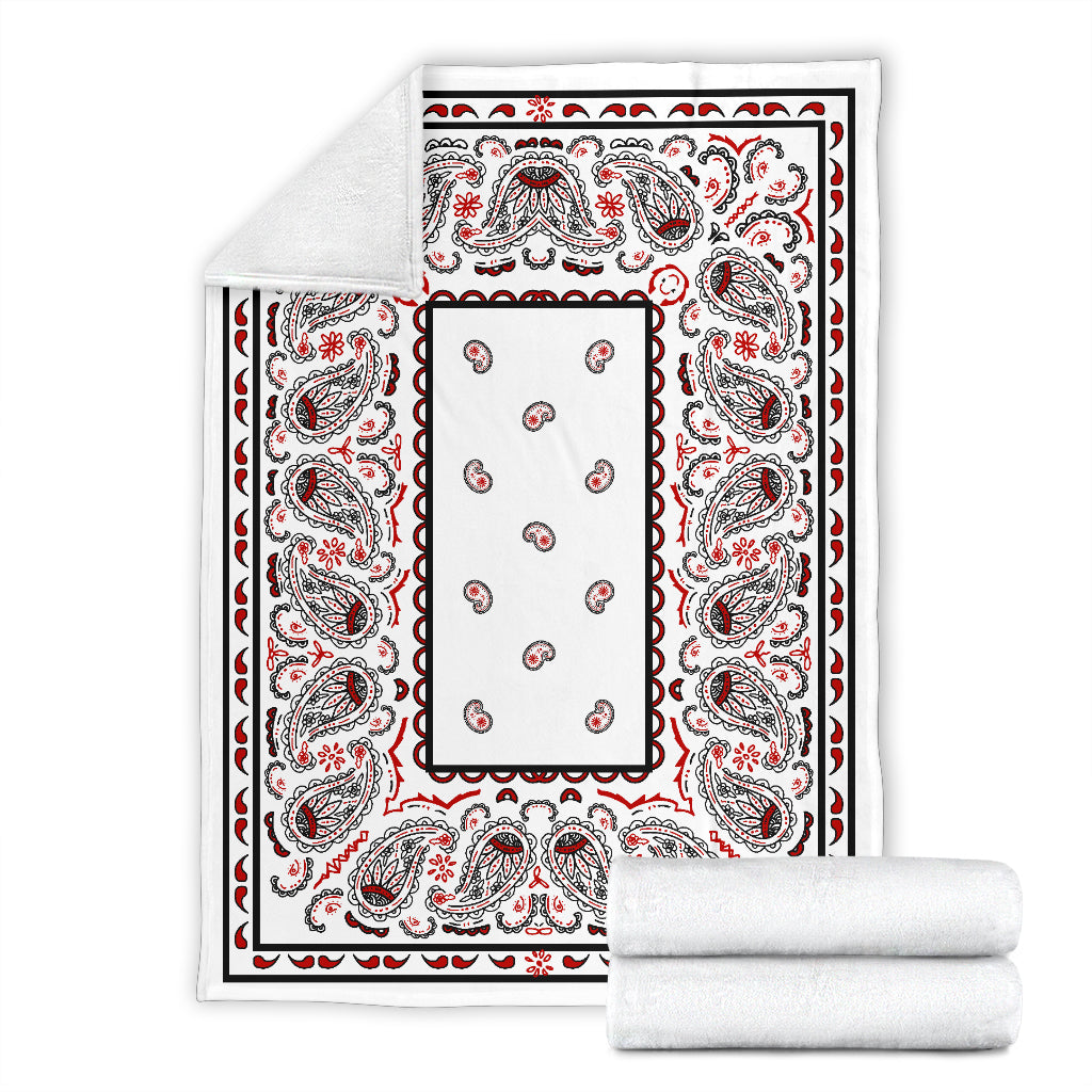 White Bandana Throw Blankets
