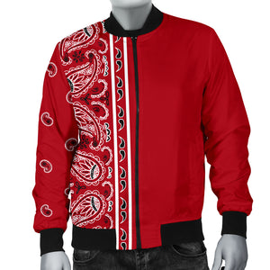 Asymmetrical Classic Red Bandana Men's Bomber Jacket