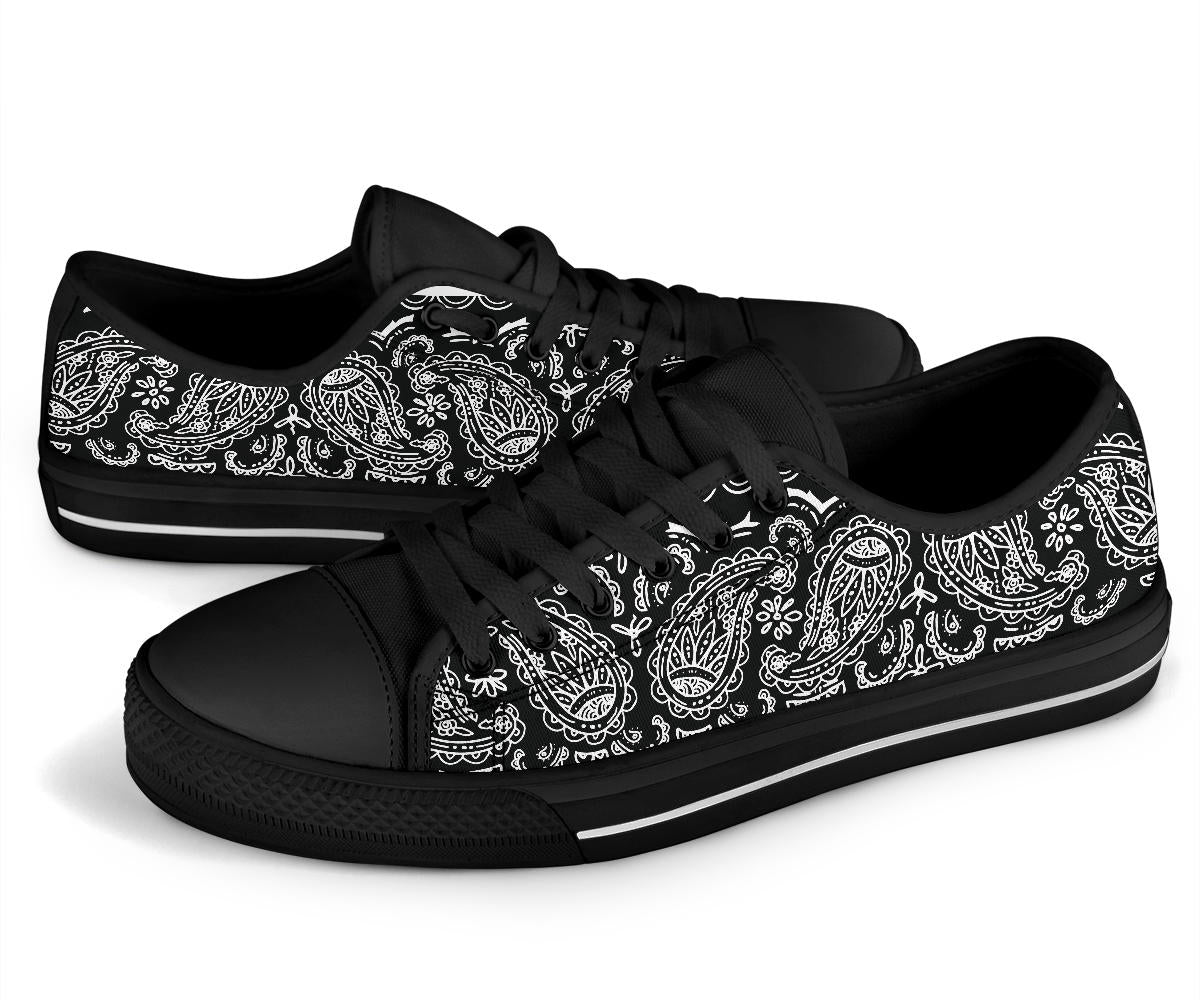 Canvas Low Top Sneakers - Bandana Style Black