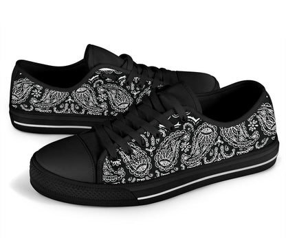 Canvas Low Top Sneakers - Bandana Style Black
