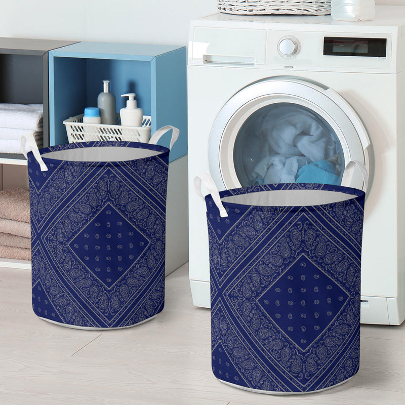 Blue and Gray Bandana Laundry Hamper