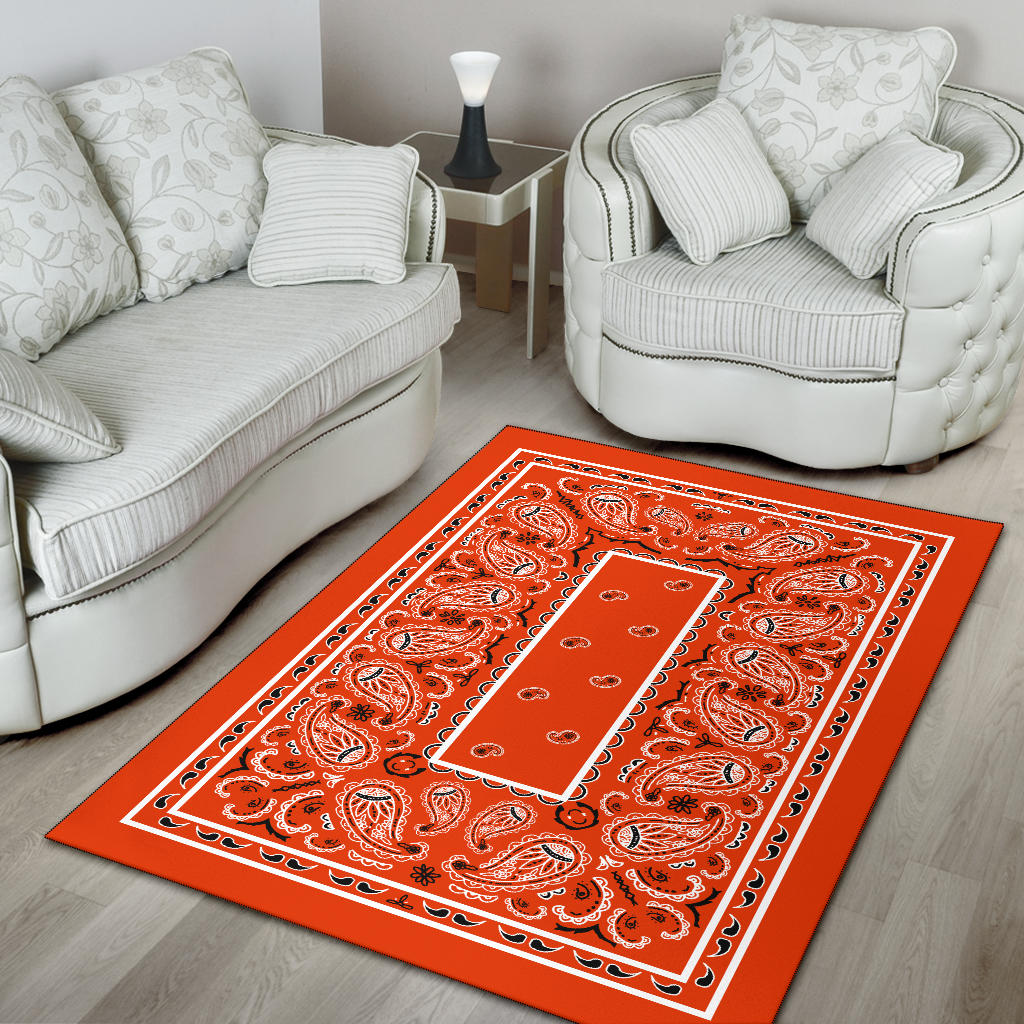 Perfect Orange Bandana Area Rugs - Fitted
