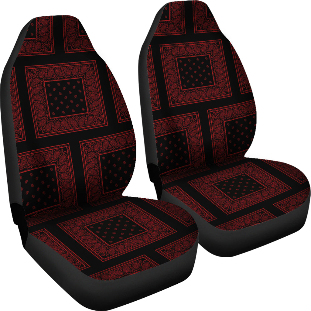 Black and Red Bandana Car Seat Covers - Patch