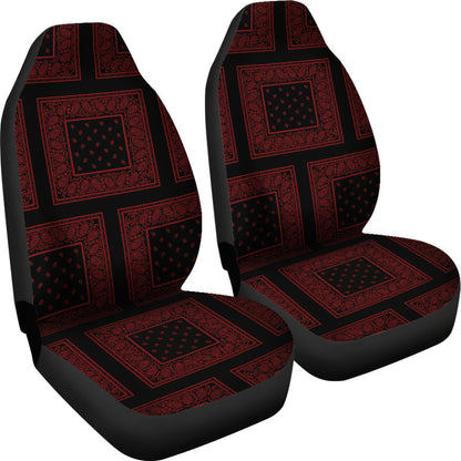 Black and Red Bandana Car Seat Covers - Patch