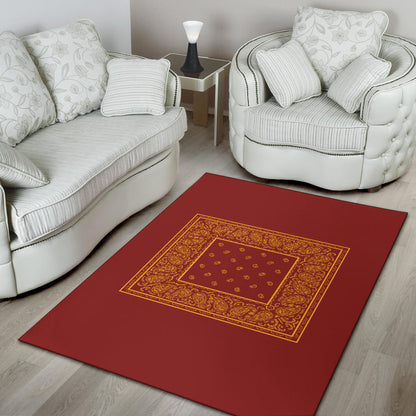 Red and Gold Bandana Area Rugs - Minimal
