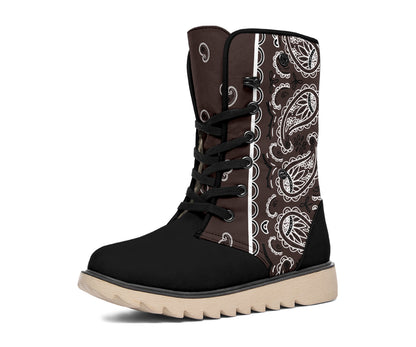 Coffee Brown Bandana Women's Winter Boots