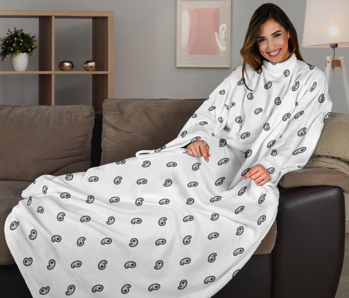 white paisley prink blanket