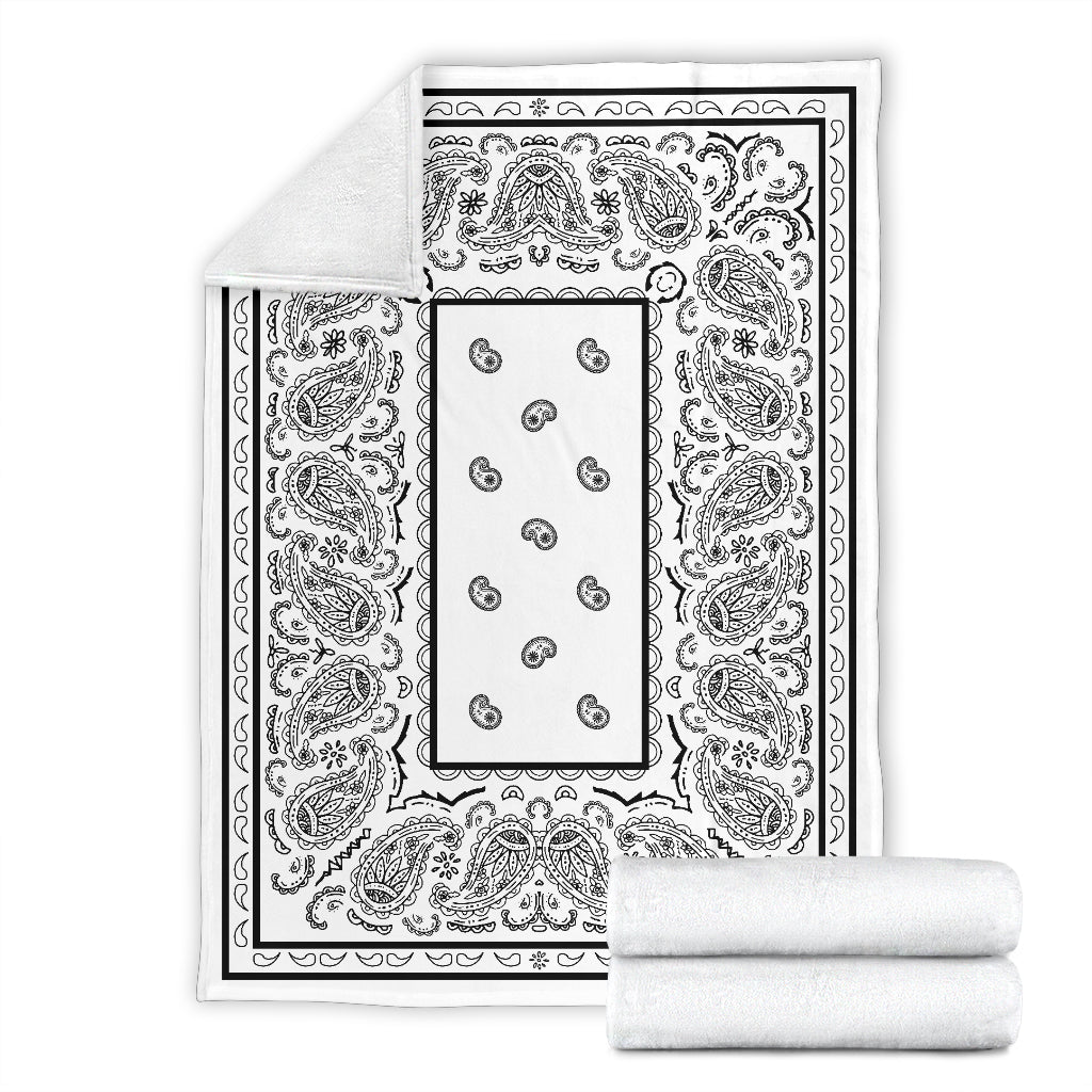 White Bandana Fleece Throw Blanket