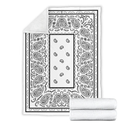 White Bandana Fleece Throw Blanket