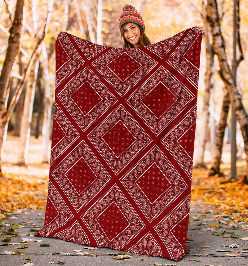 Maroon Red Bandana Throw Blanket