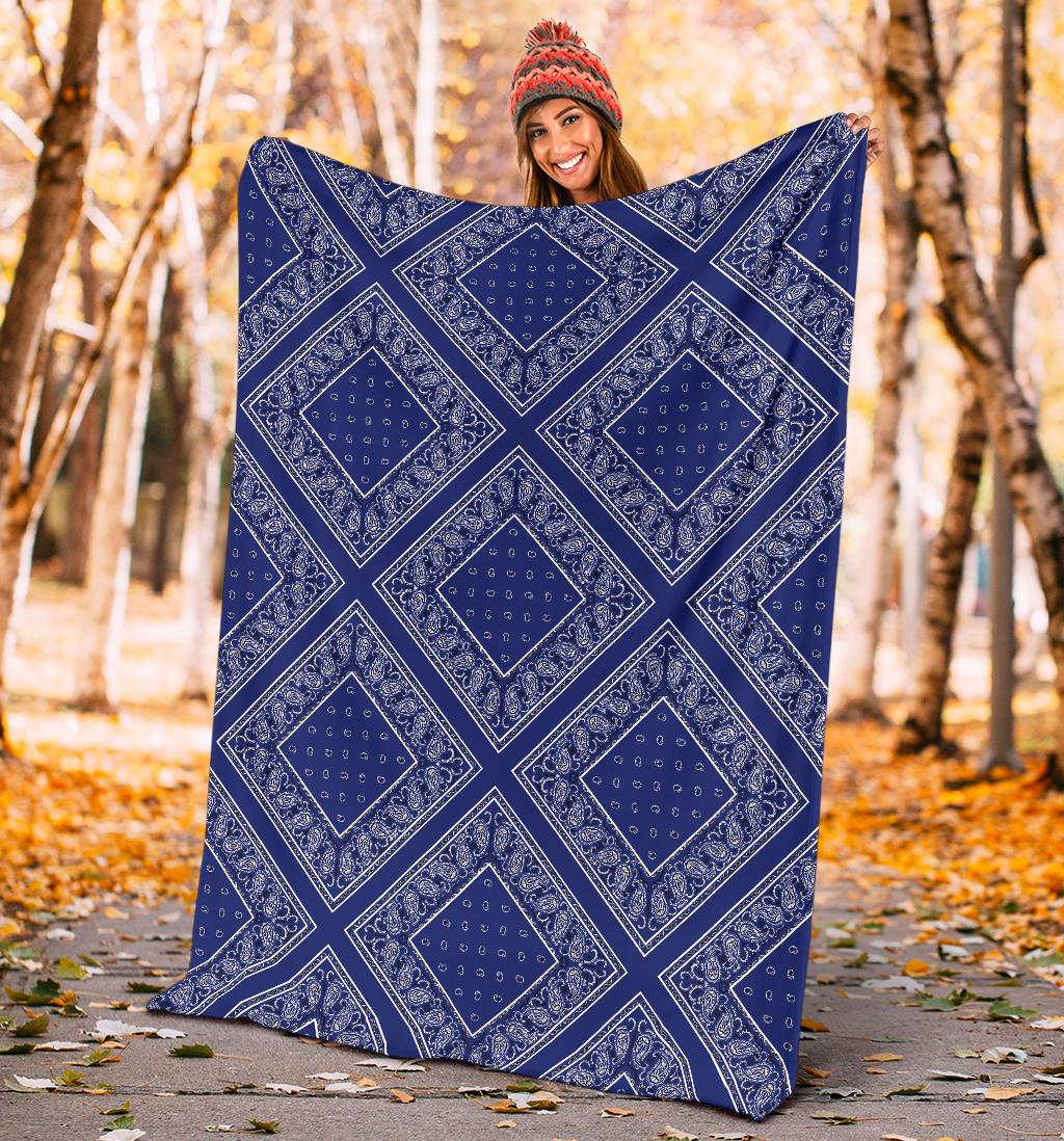 Royal Blue Bandana Diamond Throw Blankets