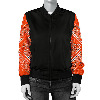 Women's Perfect Orange Bandana Sleeved Bomber Jacket