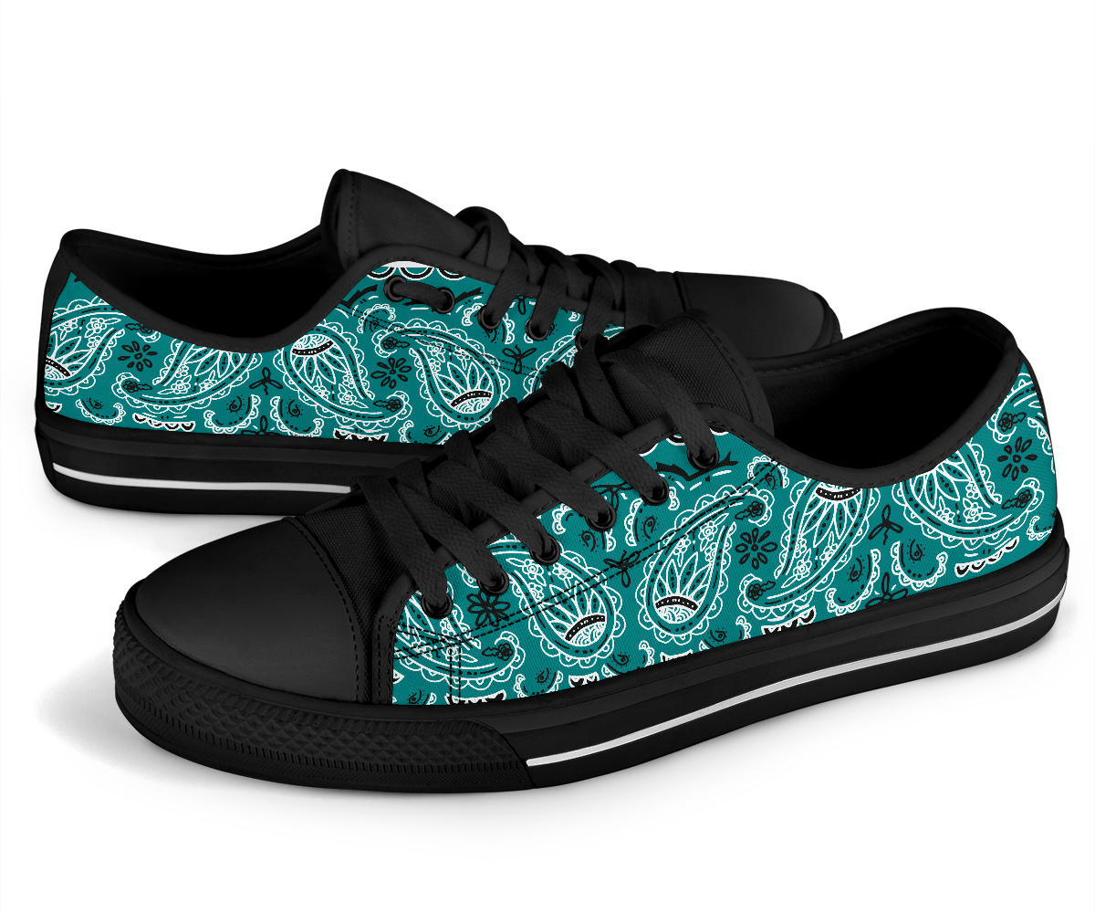 Canvas Low Top Sneakers - Bandanda Style Teal