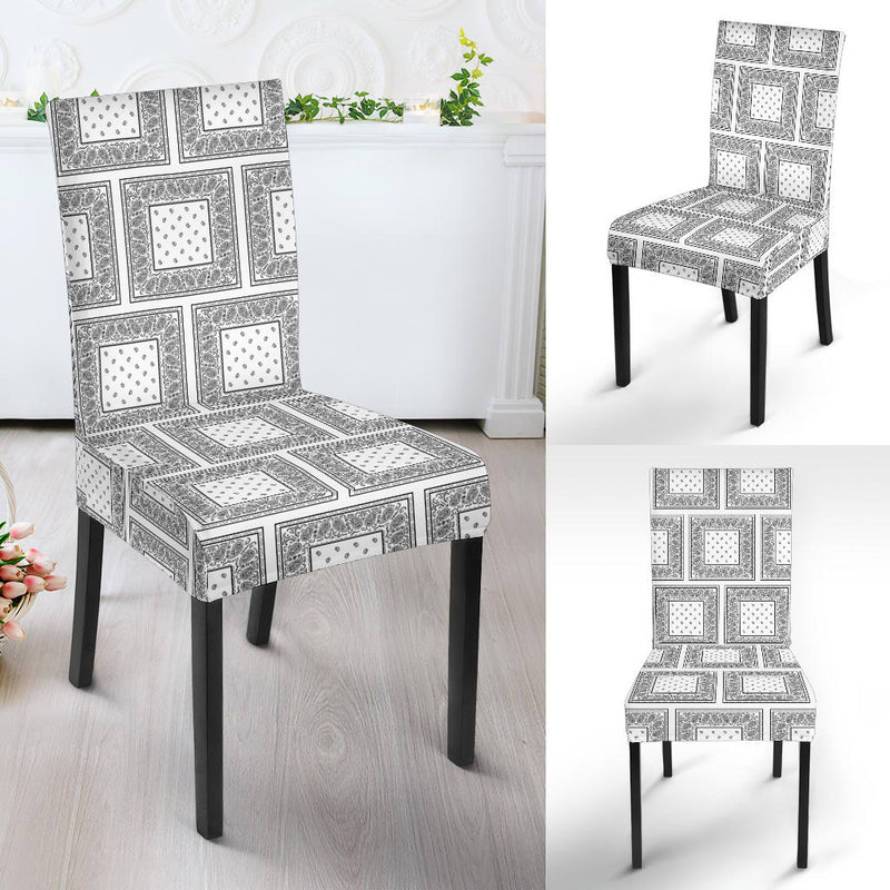 White Bandana Dining Chair Covers - 4 Patterns