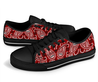 Canvas Low Top Sneakers - Bandana Style Maroon