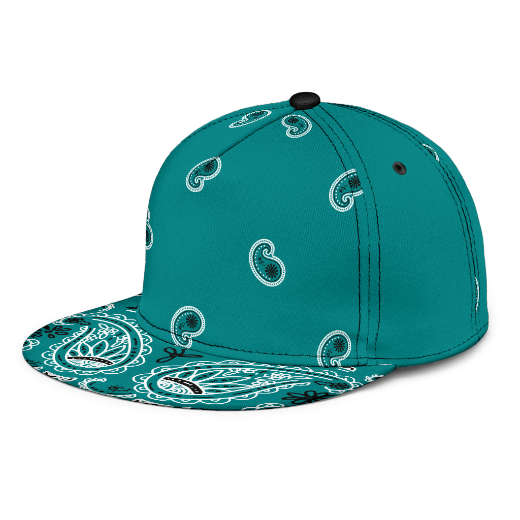 teal bandana print ball cap