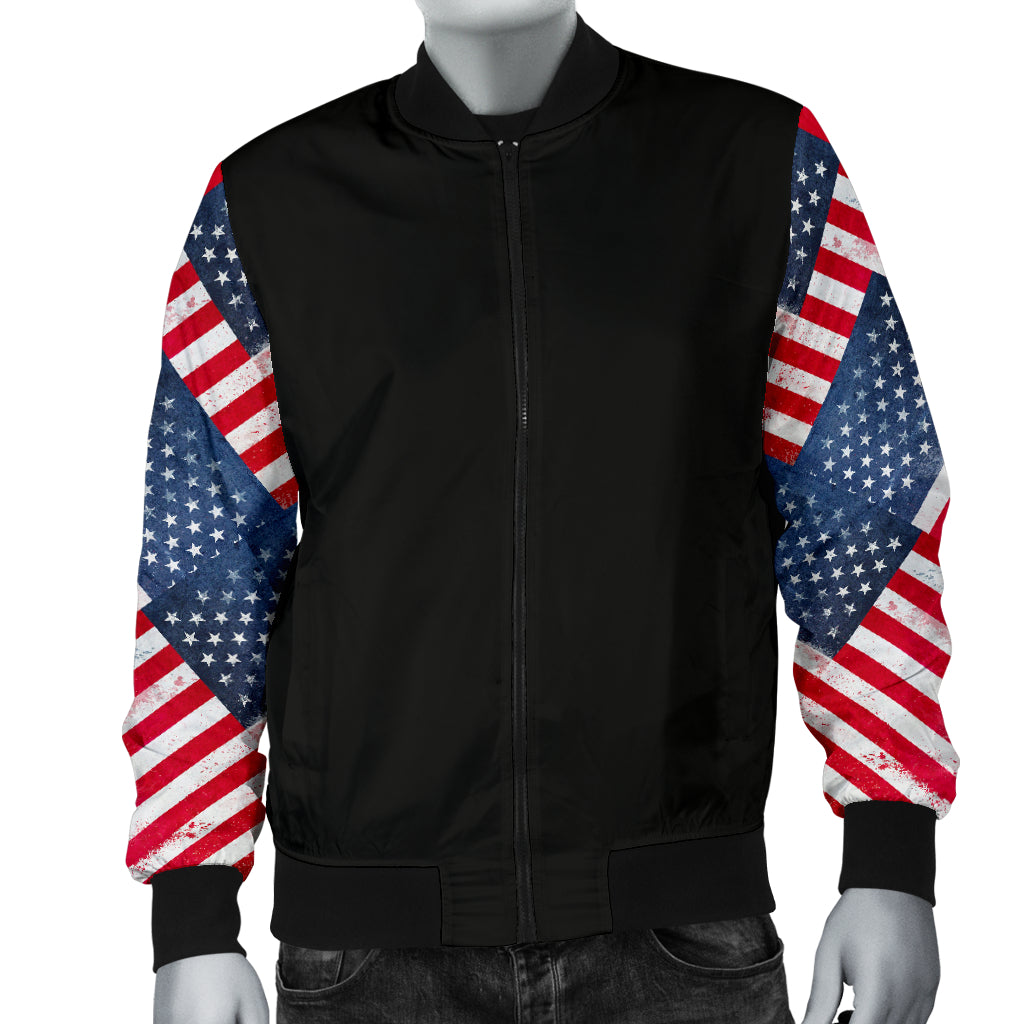 Men's American Flag Sleeved Bomber Jacket
