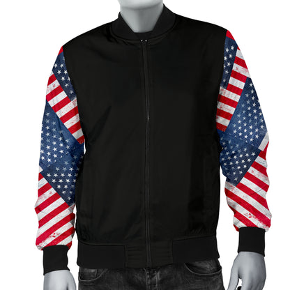 Men's American Flag Sleeved Bomber Jacket