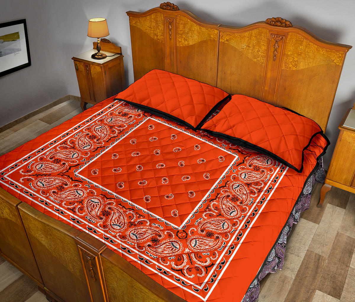 Quilt Set - Perfect Orange Bandana Bed Quilt w/Shams