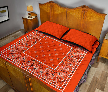 Quilt Set - Perfect Orange Bandana Bed Quilt w/Shams