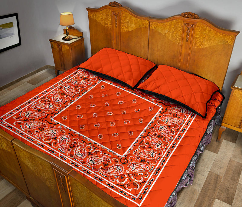 Quilt Set - Perfect Orange Bandana Bed Quilt w/Shams