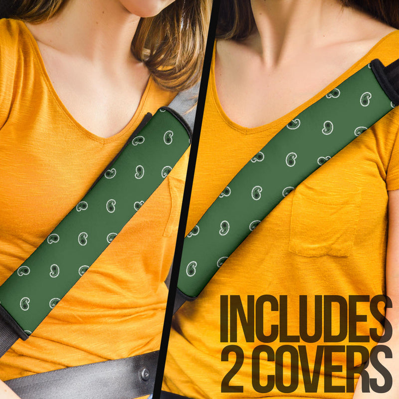 Classic Green Bandana Seat Belt Covers - 3 Styles