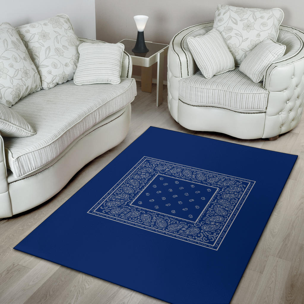 blue and white rug