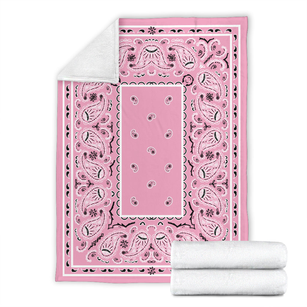 Pink Bandana Fleece Throw Blanket