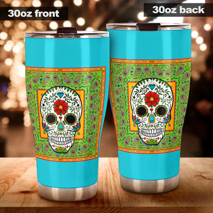 Sugar Skull Bandana Drink Tumblers