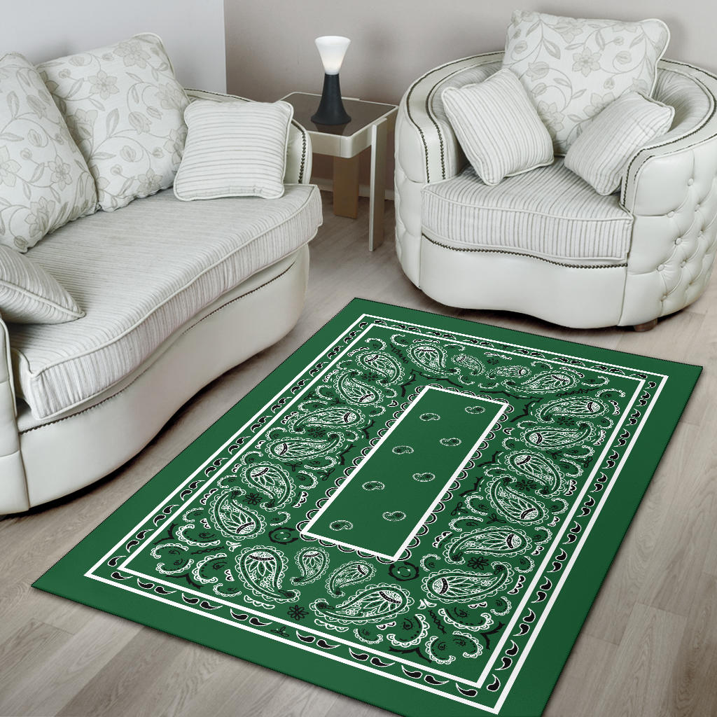 Classic Green Bandana Area Rugs - Fitted