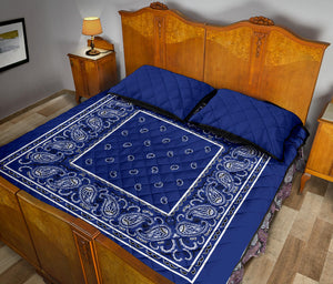 Royal Blue Bandana Bed Quilts with Shams