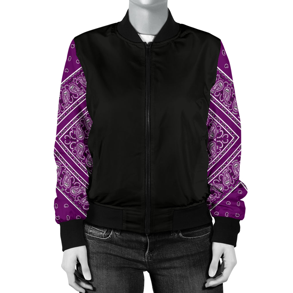Women's Wild Plum Bandana Sleeved Bomber Jacket