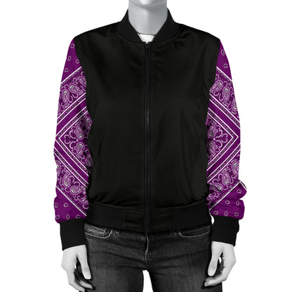 Women's Wild Plum Bandana Sleeved Bomber Jacket