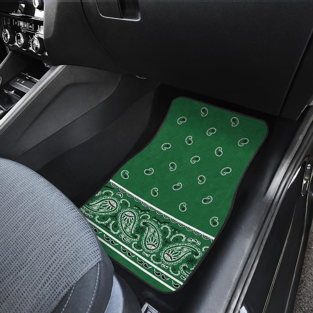 Dual Classic Green Bandana Car Mats - Fancy
