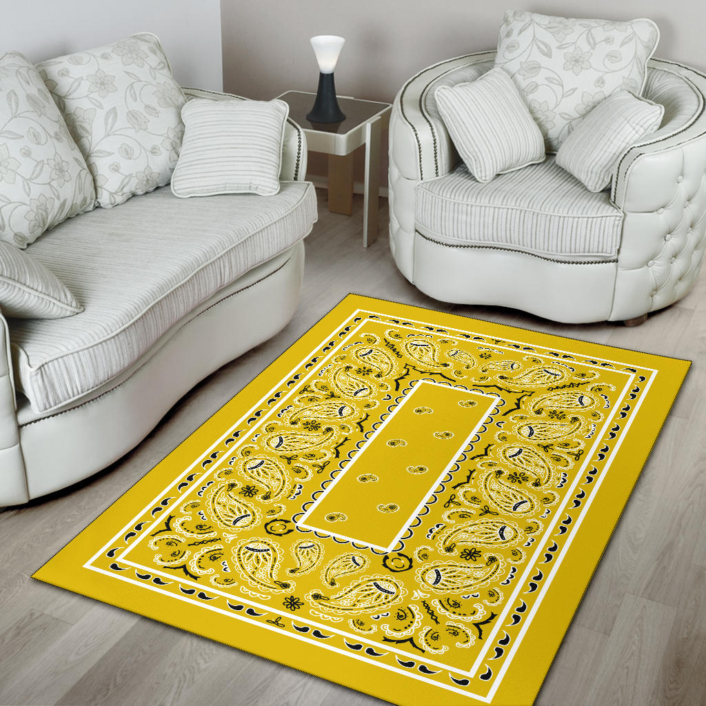 Sunshine Yellow Bandana Area Rugs - Fitted