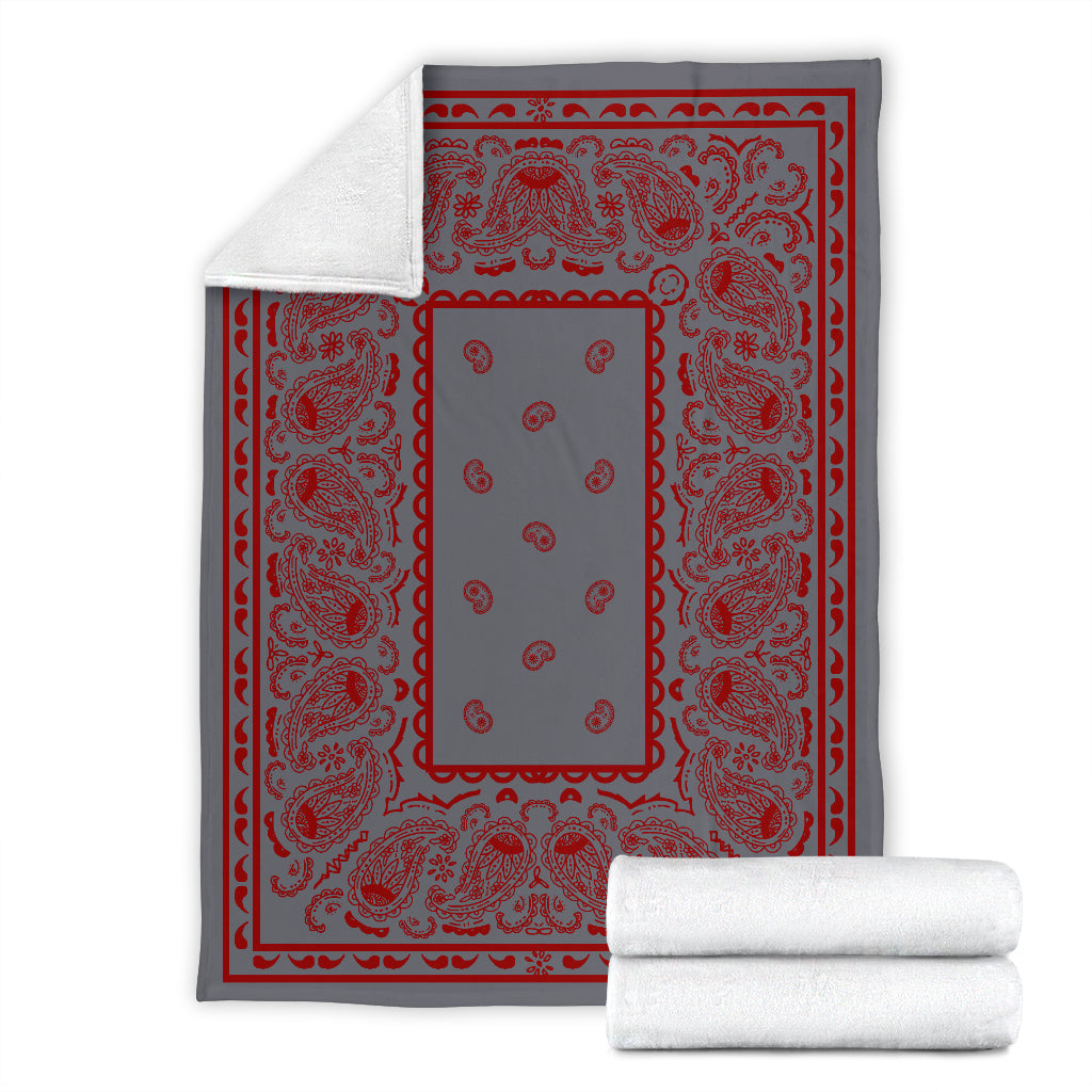 Gray with Red Bandana Throw Blanket