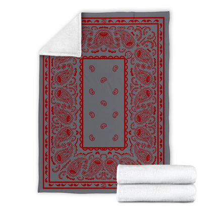 Gray with Red Bandana Throw Blanket