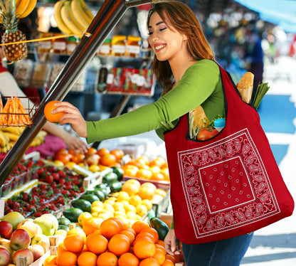 Classic Red Bandana Reusable Grocery Bag 3-Pack