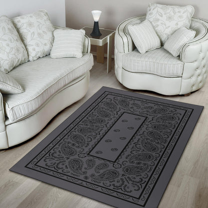 Gray and Black Bandana Area Rugs - Fitted