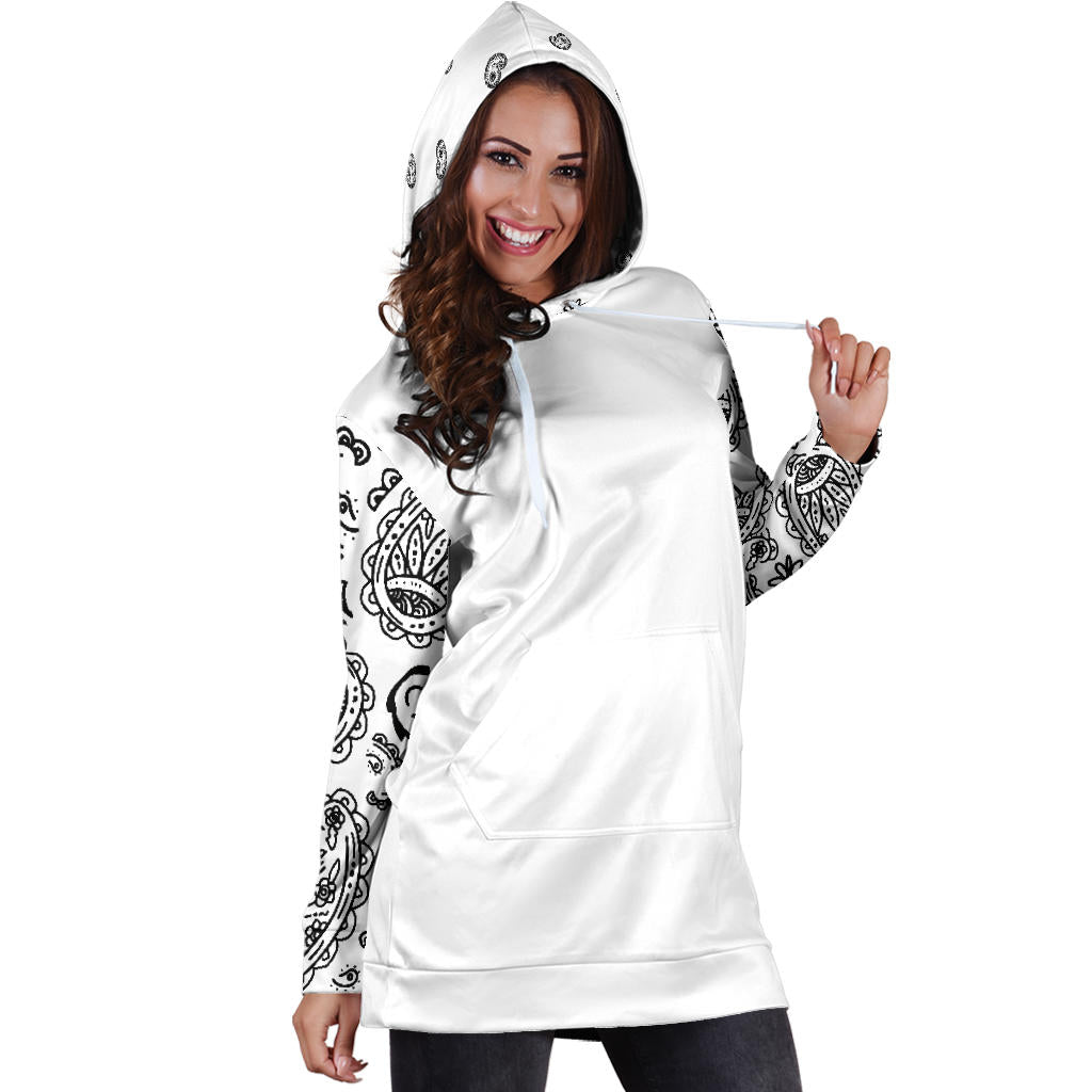 White Bandana Hoodie Tunic Dress