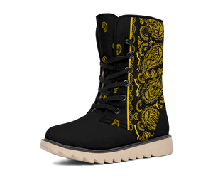 black and gold bandana winter boots