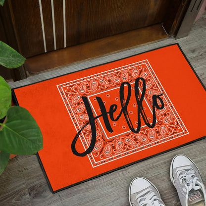 Perfect Orange Bandana Door Mats