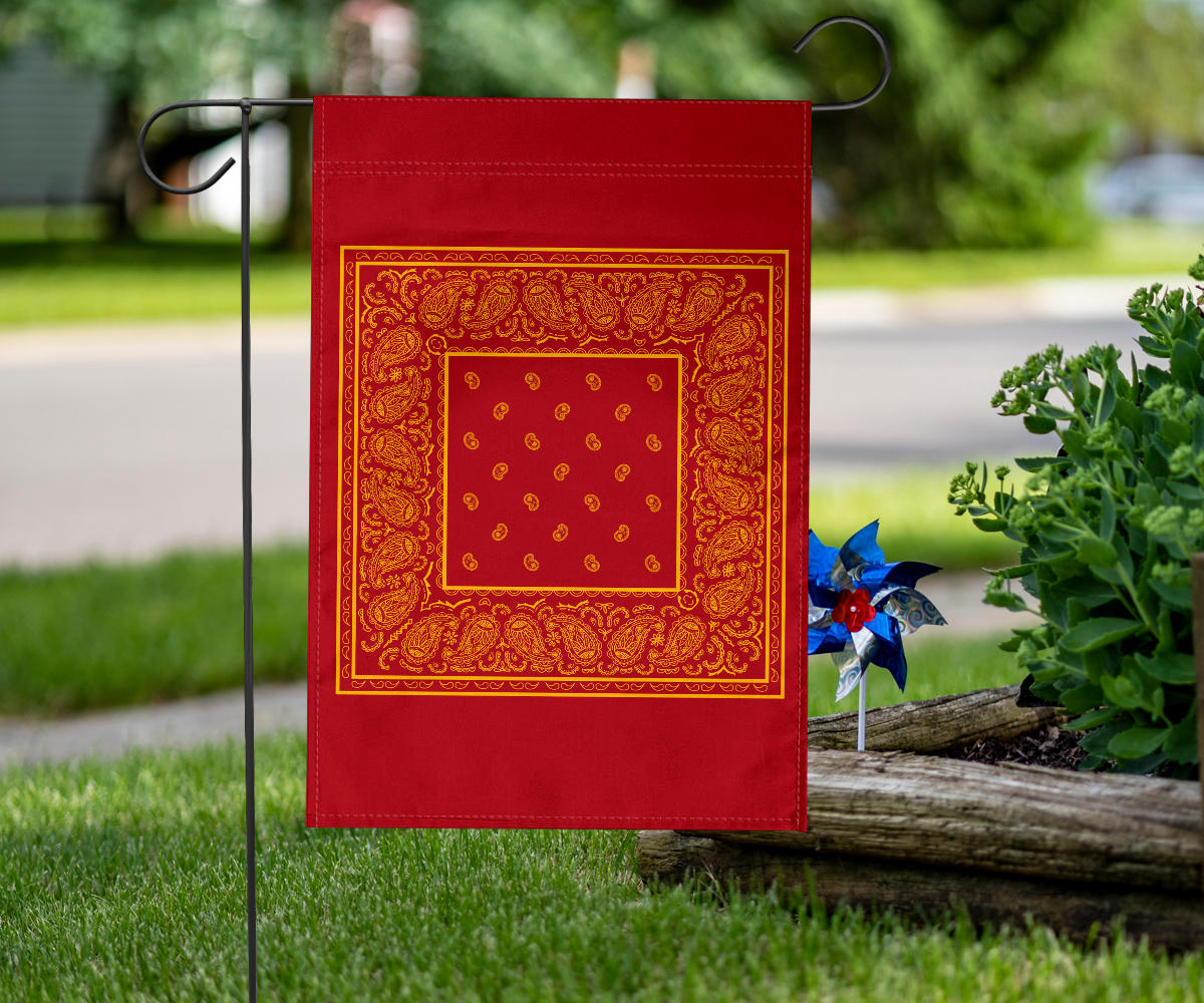 Red and Gold Bandana Home and Garden Flags